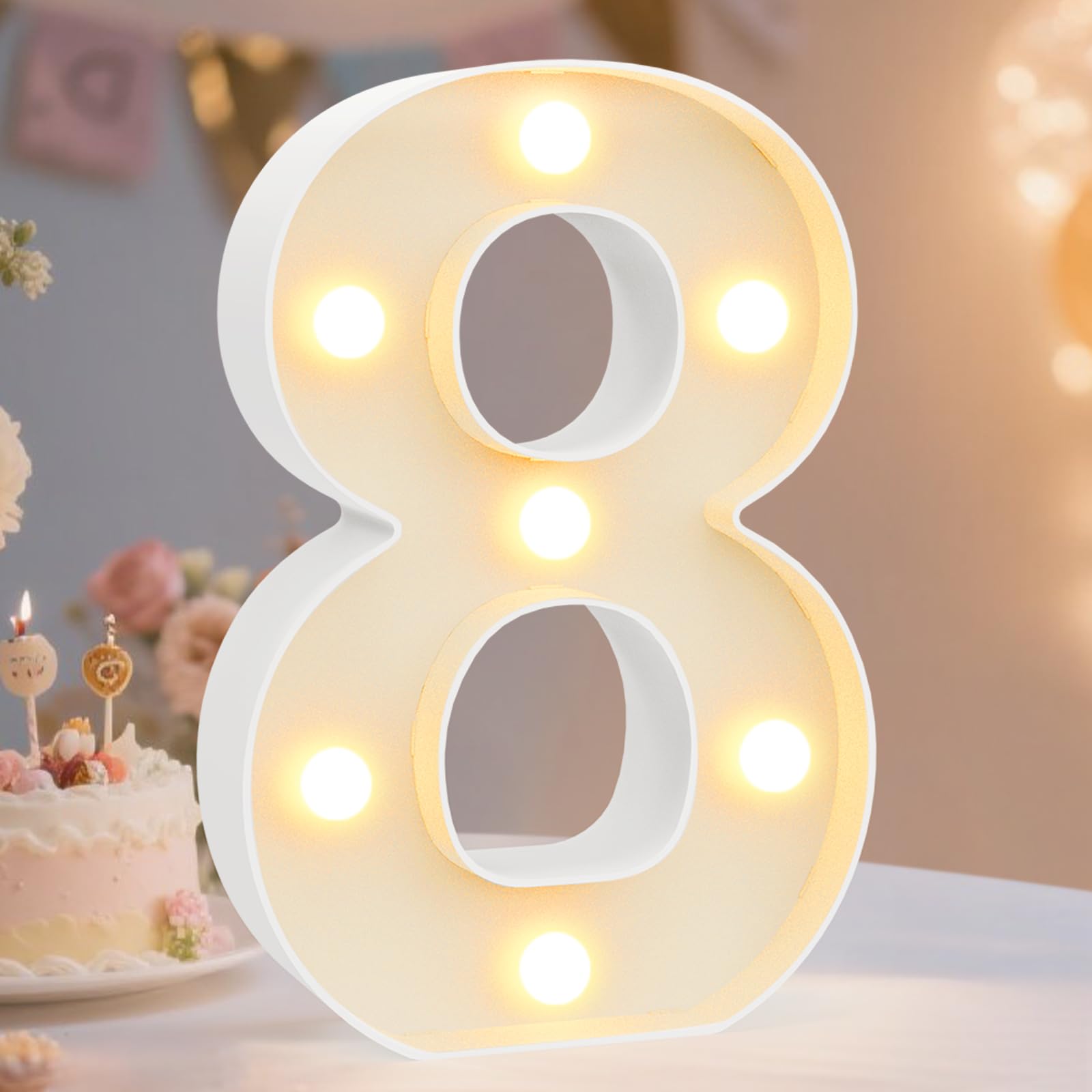 Decorative Led Light Up Number Letters, White Plastic Marquee
